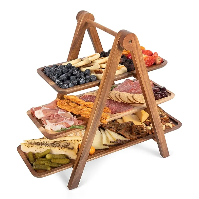 Picnic Time Wood Tiered Server