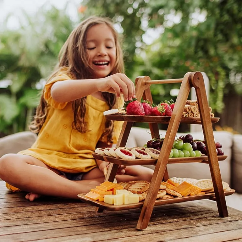 Picnic Time Wood Tiered Server