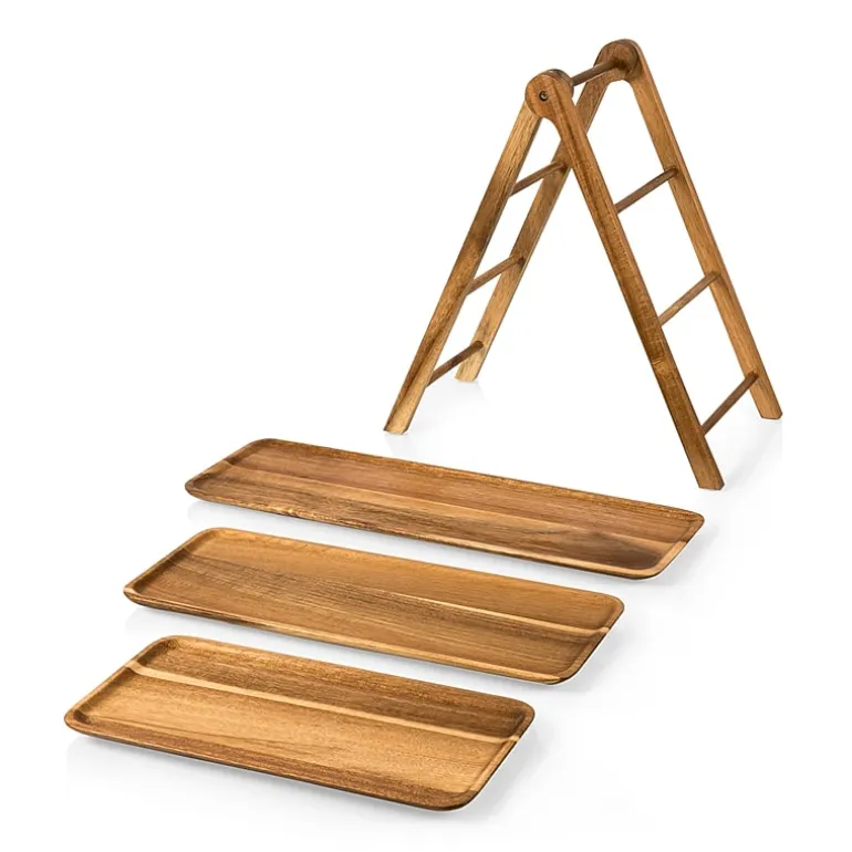 Picnic Time Wood Tiered Server