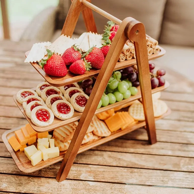 Picnic Time Wood Tiered Server