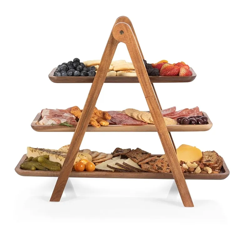 Picnic Time Wood Tiered Server
