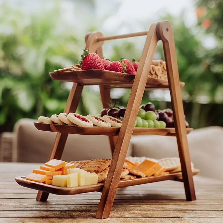 Picnic Time Wood Tiered Server