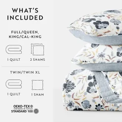 3 Piece All Season Lightweight Pattern Quilt Set
