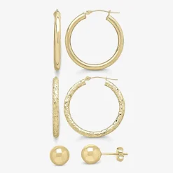 3 Piece 10K Gold  Earring Set
