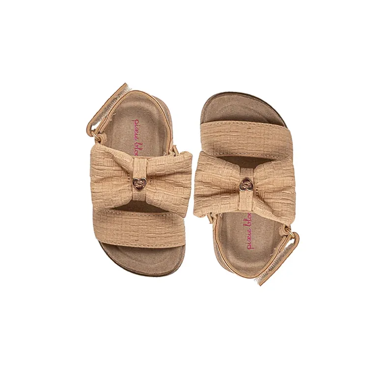 PIXIE BLOOM Toddler Girl's Sandals - Cute Footbed Sandals and Flat Summer Shoes with Puffy Bow