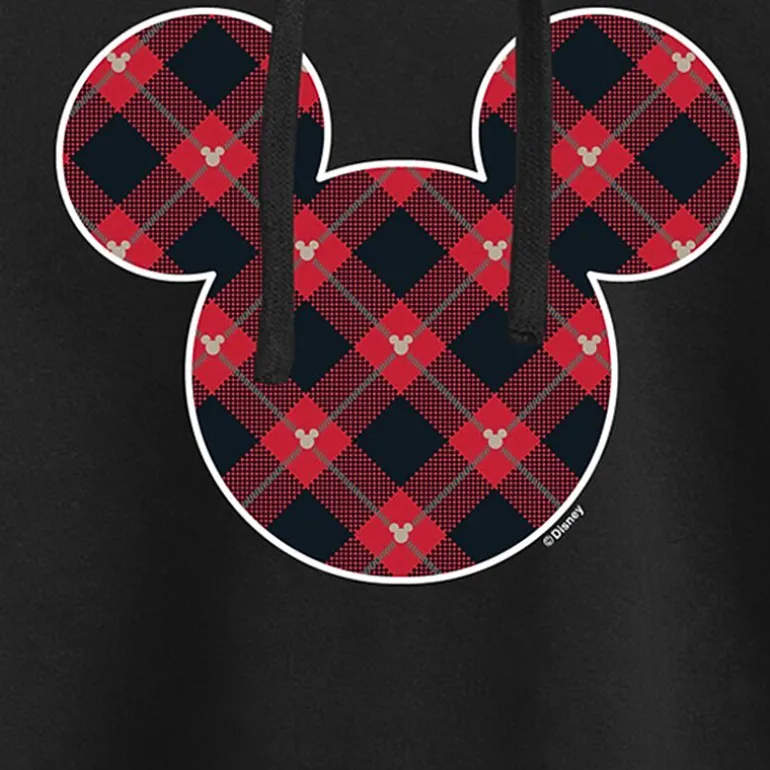 Plaid Cropped Womens Long Sleeve Mickey Mouse Hoodie