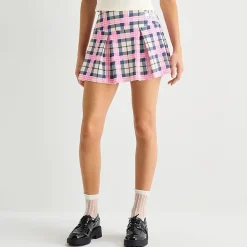 Plaid Womens Juniors High Rise Hello Kitty Pleated Skirt