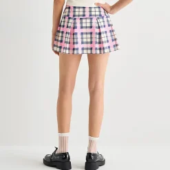 Plaid Womens Juniors High Rise Hello Kitty Pleated Skirt