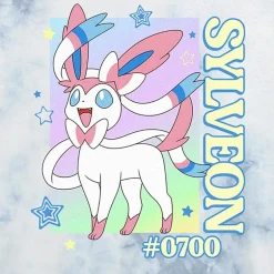 Pokemon Sylveon Cropped Tee Womens Juniors Crew Neck Short Sleeve Regular Fit Pokemon Graphic T-Shirt
