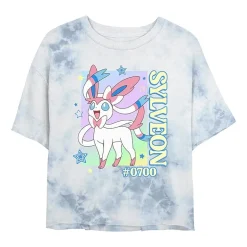 Pokemon Sylveon Cropped Tee Womens Juniors Crew Neck Short Sleeve Regular Fit Pokemon Graphic T-Shirt
