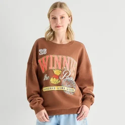 Pooh Crew Fleece Womens Juniors Crew Neck Long Sleeve Winnie The Pooh Sweatshirt