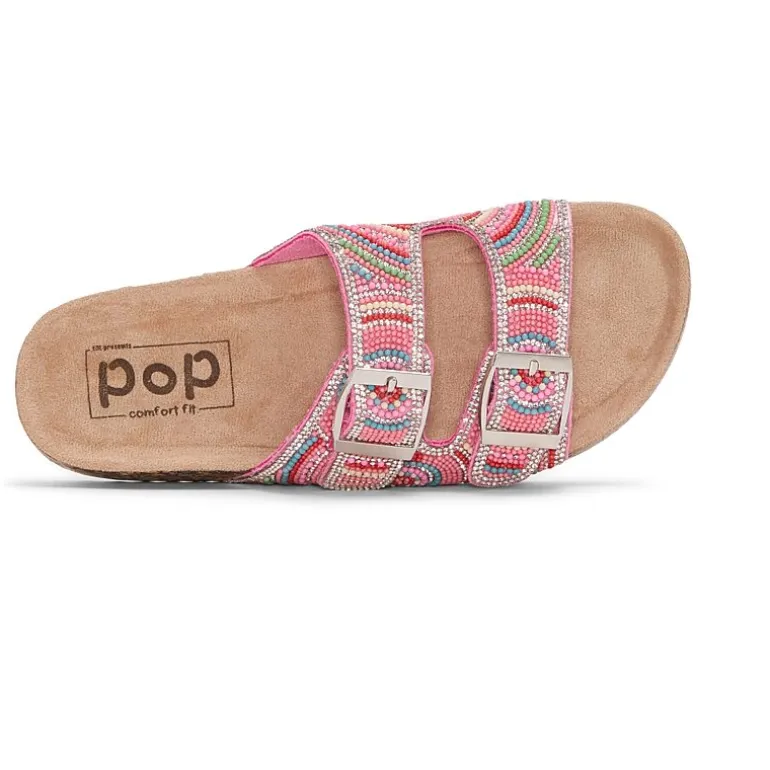 Pop Gemi Womens Adjustable Strap Footbed Sandals