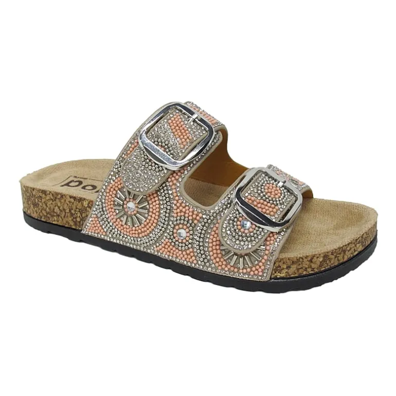 Pop Rinto Womens Adjustable Strap Footbed Sandals