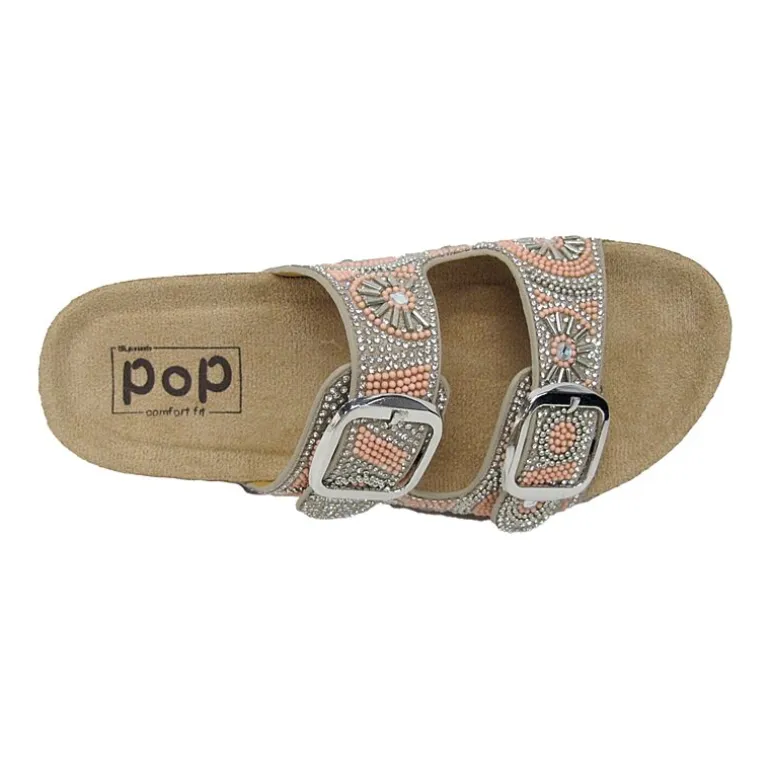 Pop Rinto Womens Adjustable Strap Footbed Sandals
