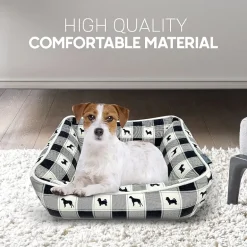 Precious Tails 20" Black Plaid Cuddler Pet Bed