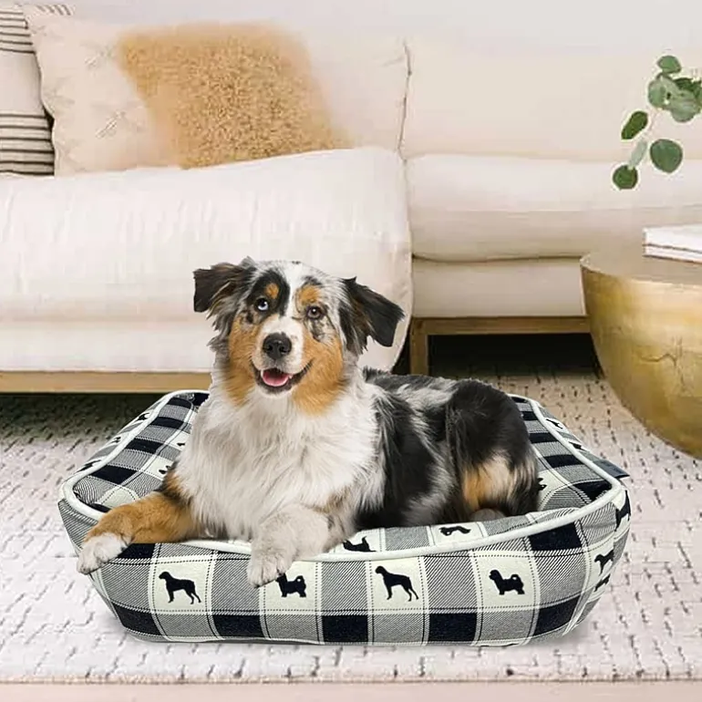 Precious Tails 20" Black Plaid Cuddler Pet Bed