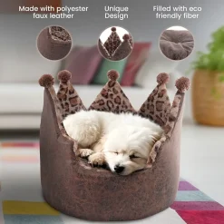 Precious Tails Crown Brown Pet Bed