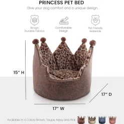Precious Tails Crown Brown Pet Bed