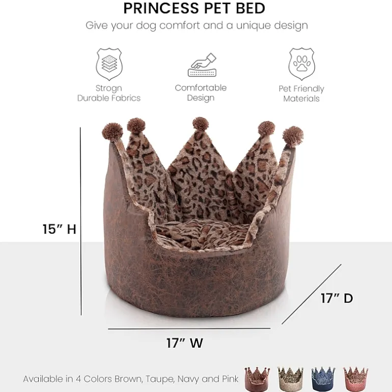 Precious Tails Crown Brown Pet Bed