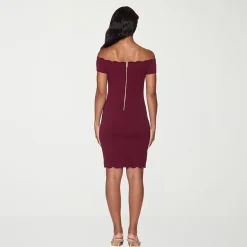 Premier Amour Off The Shoulder Womens Scallop Neck Short Sleeve Sheath Dress