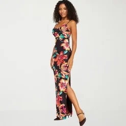 Premier Amour Womens Cowl Neck Sleeveless Maxi Dress