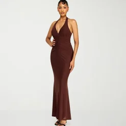 Premier Amour Womens Halter Neck Sleeveless Evening Gown