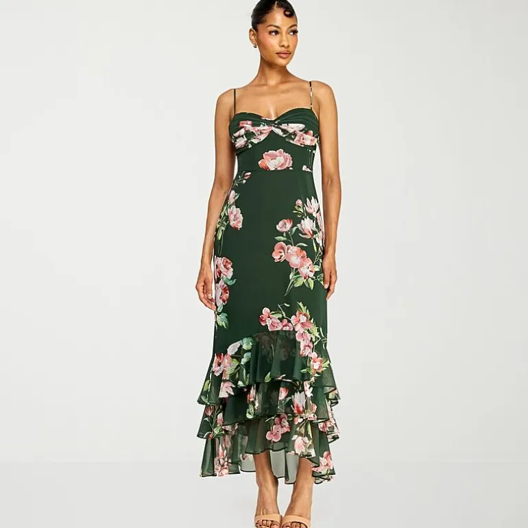 Premier Amour Womens High-Low Sweetheart Neck Sleeveless Maxi Dress