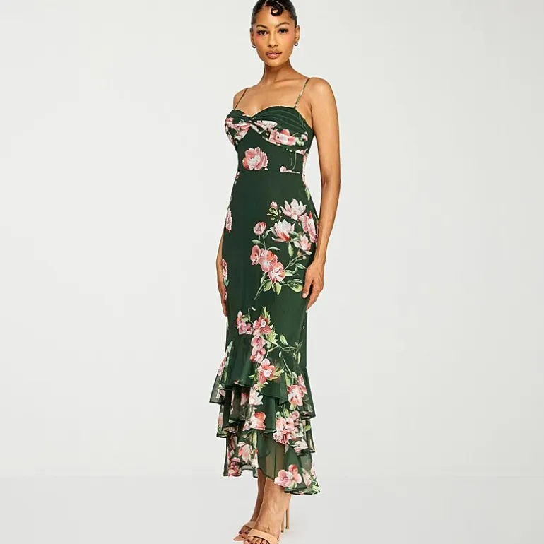 Premier Amour Womens High-Low Sweetheart Neck Sleeveless Maxi Dress