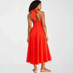 Premier Amour Womens Midi Halter Neck Sleeveless Fit + Flare Dress