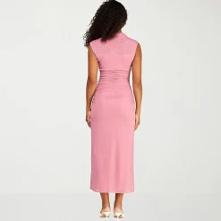 Premier Amour Womens Midi Mock Neck Sleeveless Sheath Dress