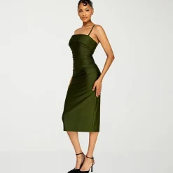 Premier Amour Womens Midi Straight Neck Sleeveless Sheath Dress