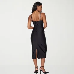 Premier Amour Womens Midi Straight Neck Sleeveless Sheath Dress