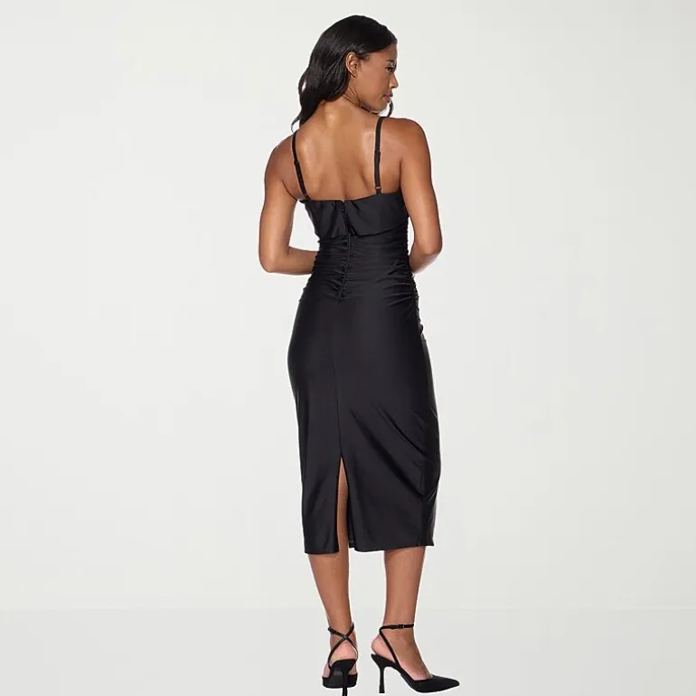 Premier Amour Womens Midi Straight Neck Sleeveless Sheath Dress