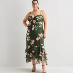 Premier Amour Womens Plus High-Low Sweetheart Neck Sleeveless Maxi Dress