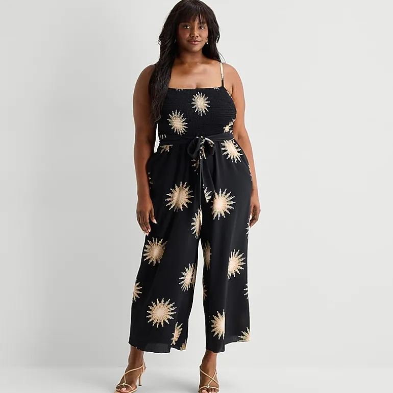 Premier Amour Womens Straight Neck Sleeveless Plus Jumpsuit
