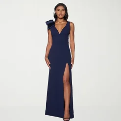 Premier Amour Womens V Neck Sleeveless Evening Gown
