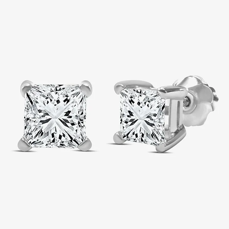 Premier Collection 1 CT. T.W. Natural Diamond Princess-Cut Stud Earrings in 14K Gold
