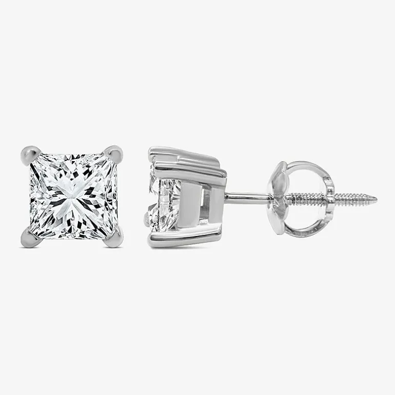 Premier Collection 1 CT. T.W. Natural Diamond Princess-Cut Stud Earrings in 14K Gold