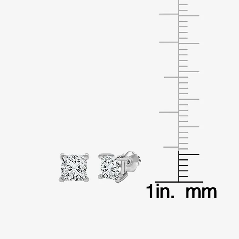Premier Collection 1 CT. T.W. Natural Diamond Princess-Cut Stud Earrings in 14K Gold