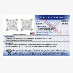 Premier Collection 1 CT. T.W. Natural Diamond Princess-Cut Stud Earrings in 14K Gold