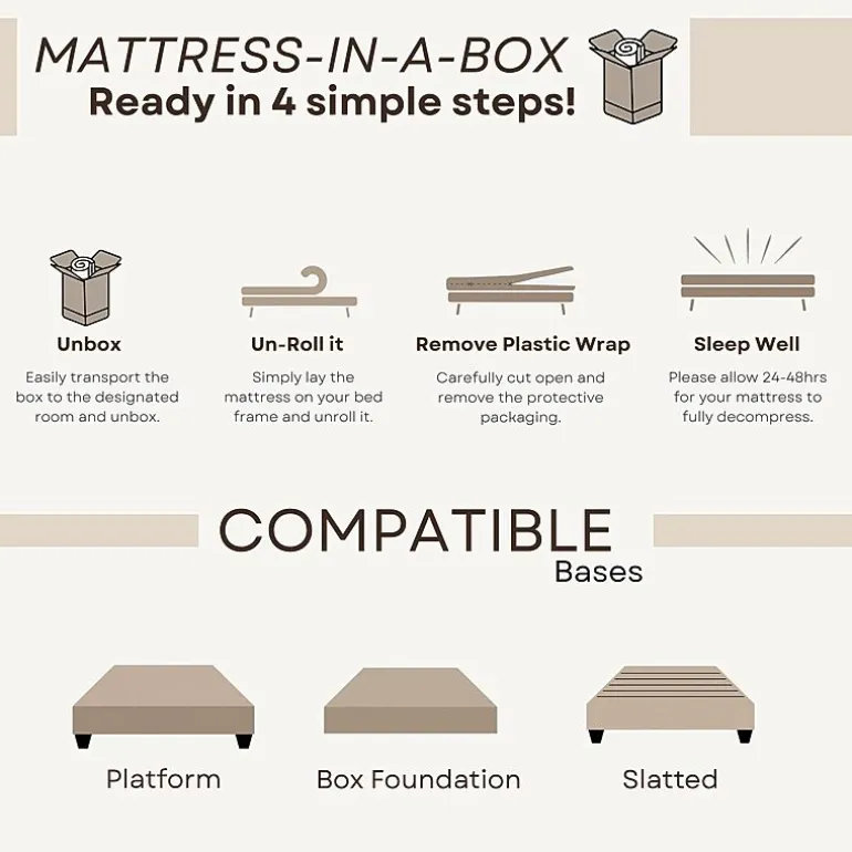 Primo Divine 8" Medium/Firm Gel Memory Foam Tight Top - Mattress in a Box