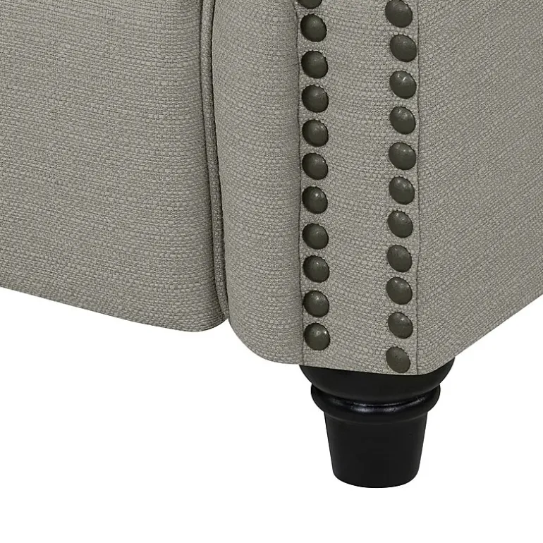 ProLounger Anna Traditional Roll-Arm Push Back Recliner in Linen with Nailheads