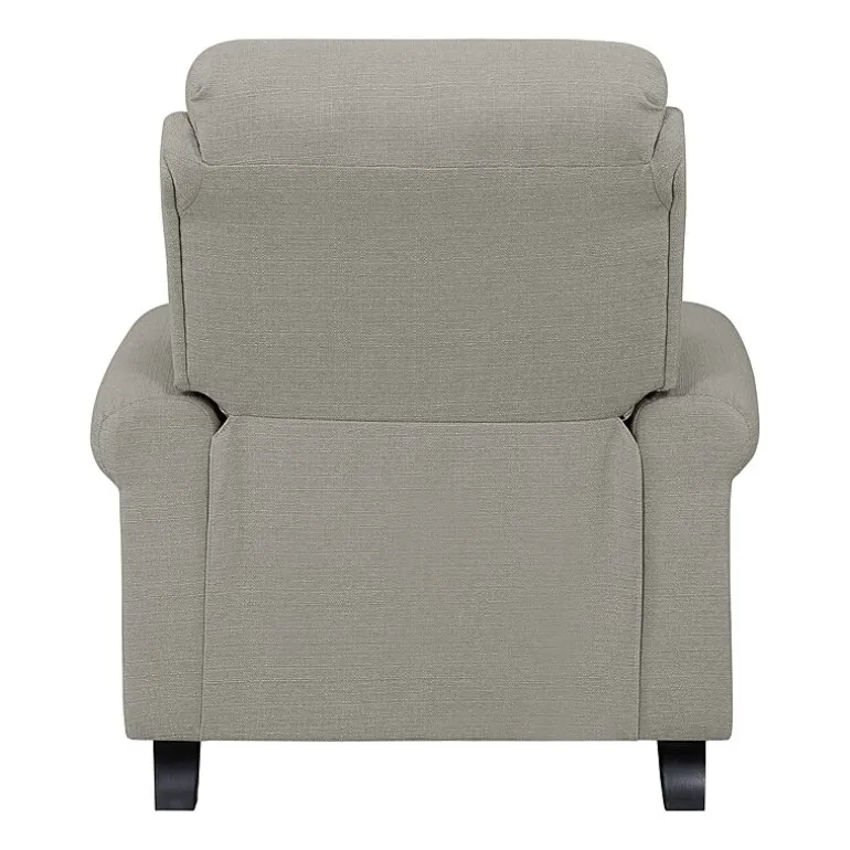 ProLounger Anna Traditional Roll-Arm Push Back Recliner in Linen with Nailheads