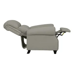 ProLounger Anna Traditional Roll-Arm Push Back Recliner in Linen with Nailheads
