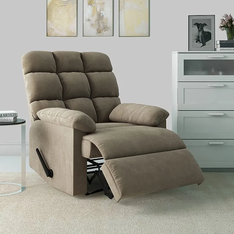 ProLounger Barbera Wall Hugger Biscuit Tufted Recliner in Stain-Resistant Microfiber
