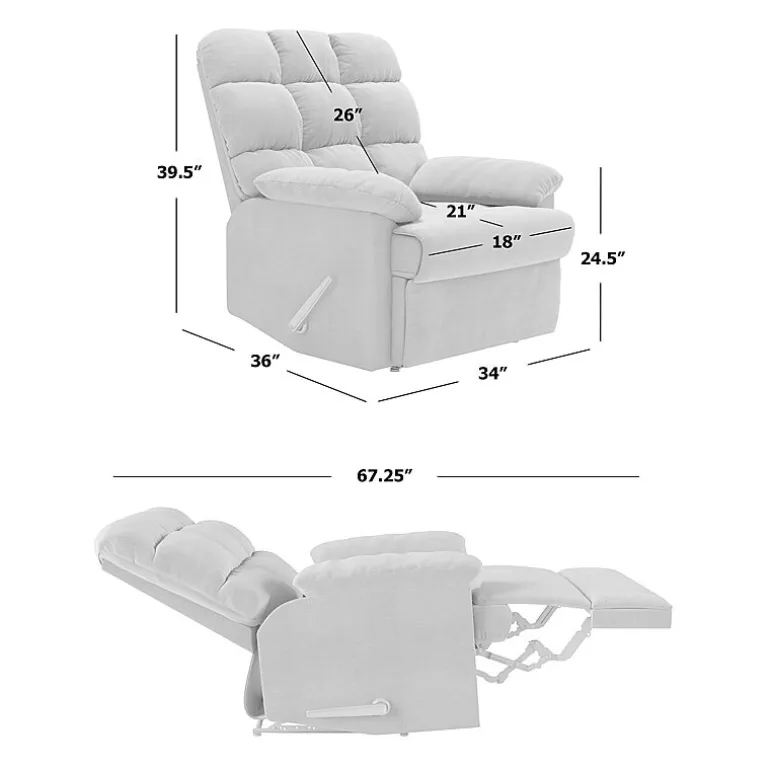 ProLounger Barbera Wall Hugger Biscuit Tufted Recliner in Stain-Resistant Microfiber