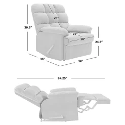 ProLounger Barbera Wall Hugger Biscuit Tufted Recliner in Stain-Resistant Microfiber