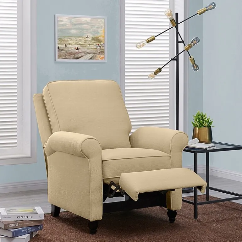 ProLounger Keaton Transitional Roll-Arm Push Back Recliner in Linen