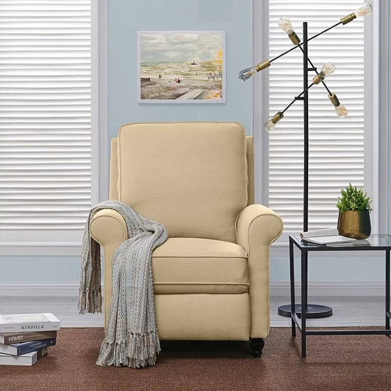ProLounger Keaton Transitional Roll-Arm Push Back Recliner in Linen