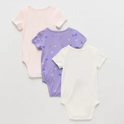 Proudly™ Baby Girls Envelope Neck Short Sleeve Rib 3-pc. Bodysuit